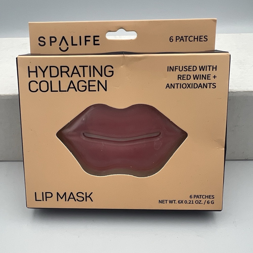 SPA LIFE ‎ Hydrating Collagen Lip Mask 6 Patches Infused Red Wine & Antioxidants